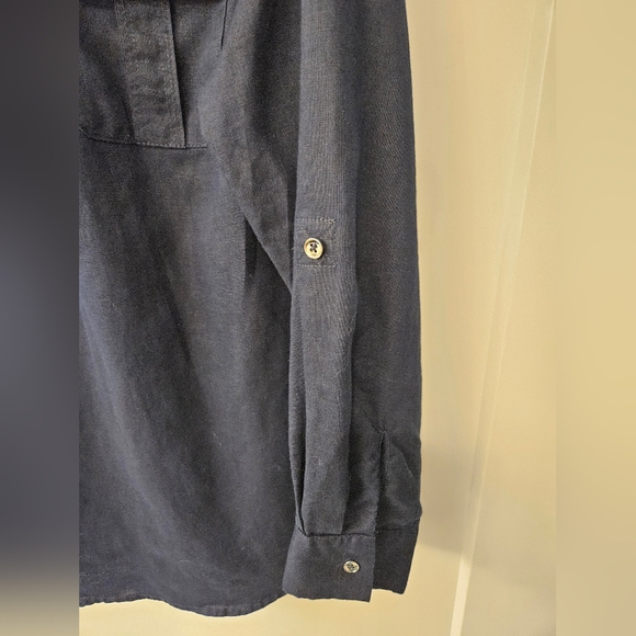 NWOT - Linen Jones New York Navy Blouse w Roll-Up Sleeves - Size 1X - Picture 11 of 11